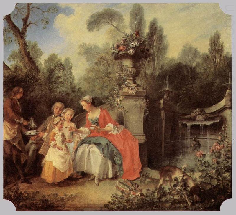 Nicolas Lancret Lady Gentleman with two Girls and Servant